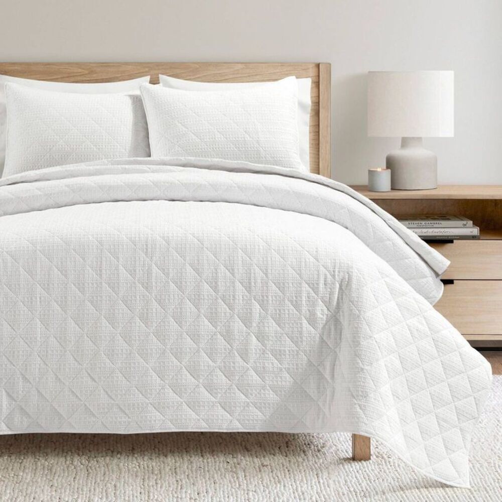 Lush Decor - Lush Décor 3pc Full/Queen Haniya Waffle Woven Text White